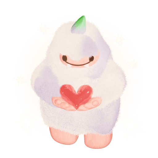 The mascot holding a heart